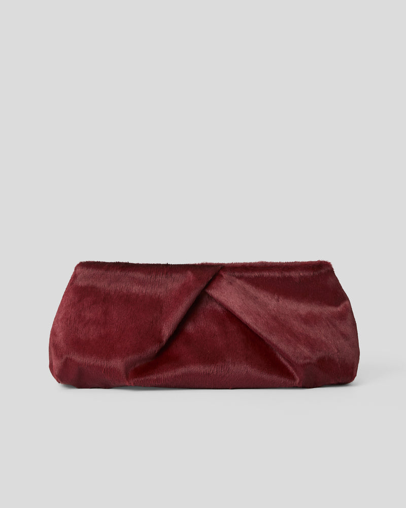 JINO CALF-HAIR CLUTCH Burgundy - HANDBAGS