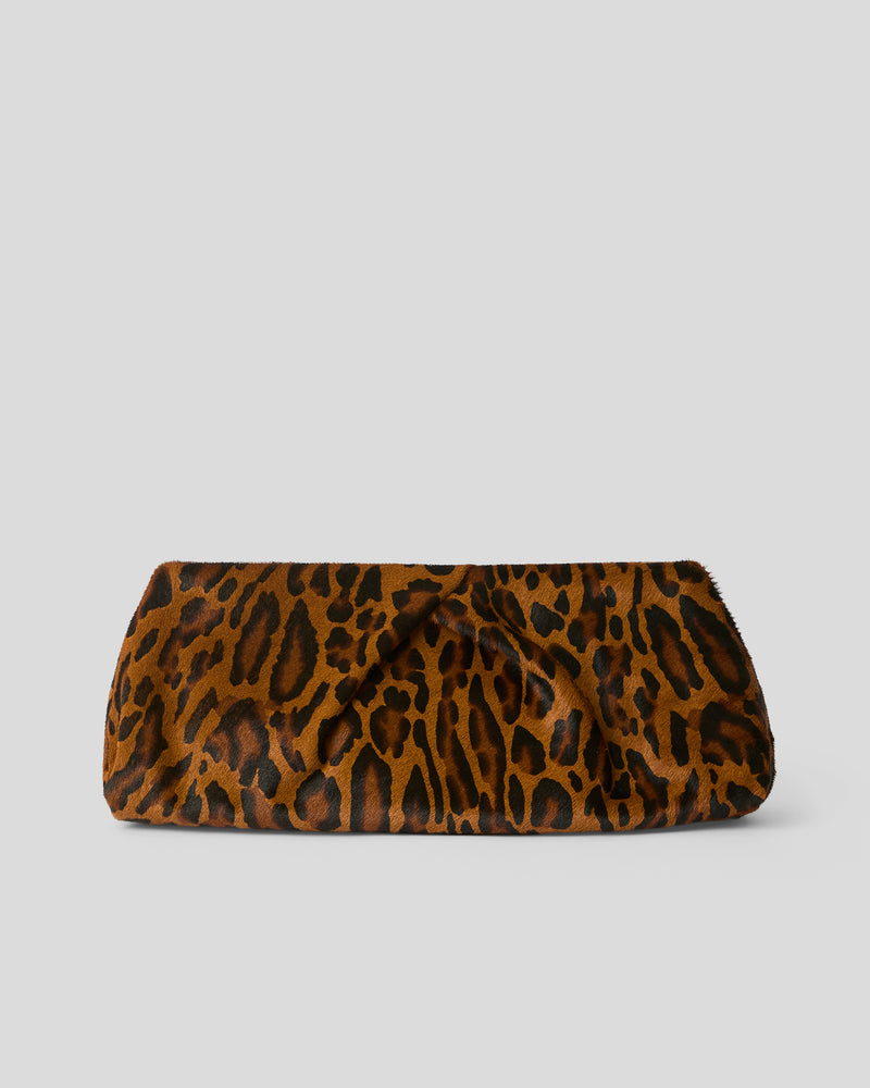 JINO CALF-HAIR CLUTCH Dk. Leopard - HANDBAGS