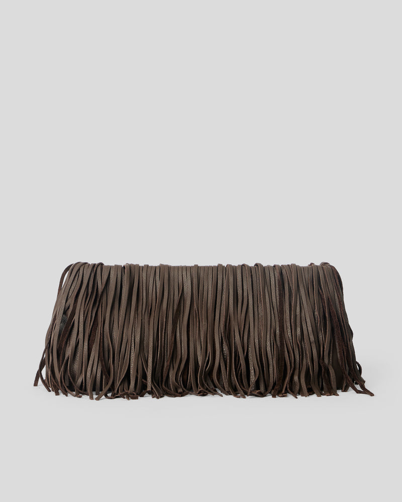 MELROSE LEATHER CLUTCH Chocolate - HANDBAGS