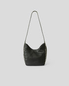 ERIS BINDLE MOTO LEATHER BAG Black Silver - HANDBAGS