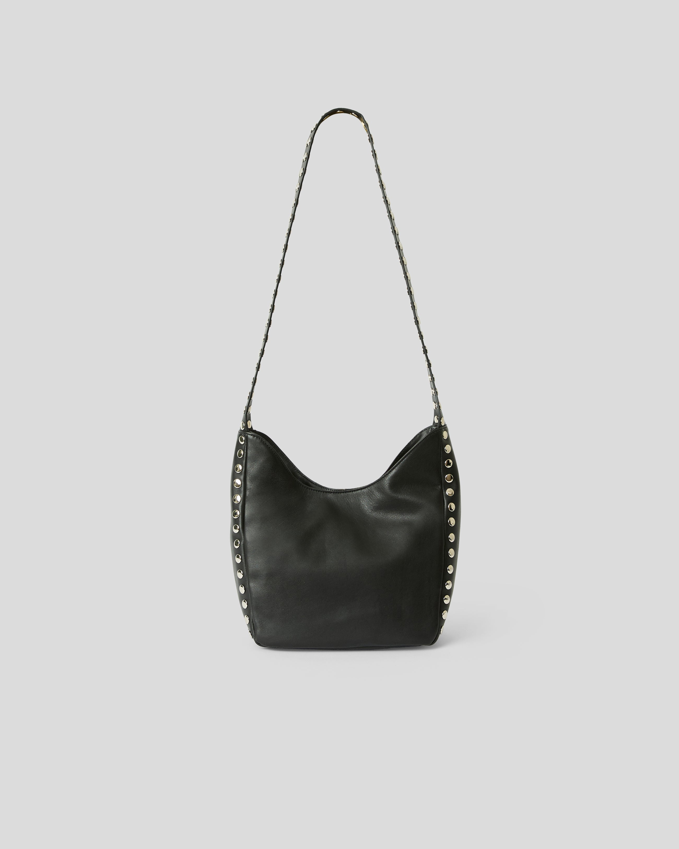 ERIS BINDLE MOTO LEATHER BAG Black Silver - HANDBAGS