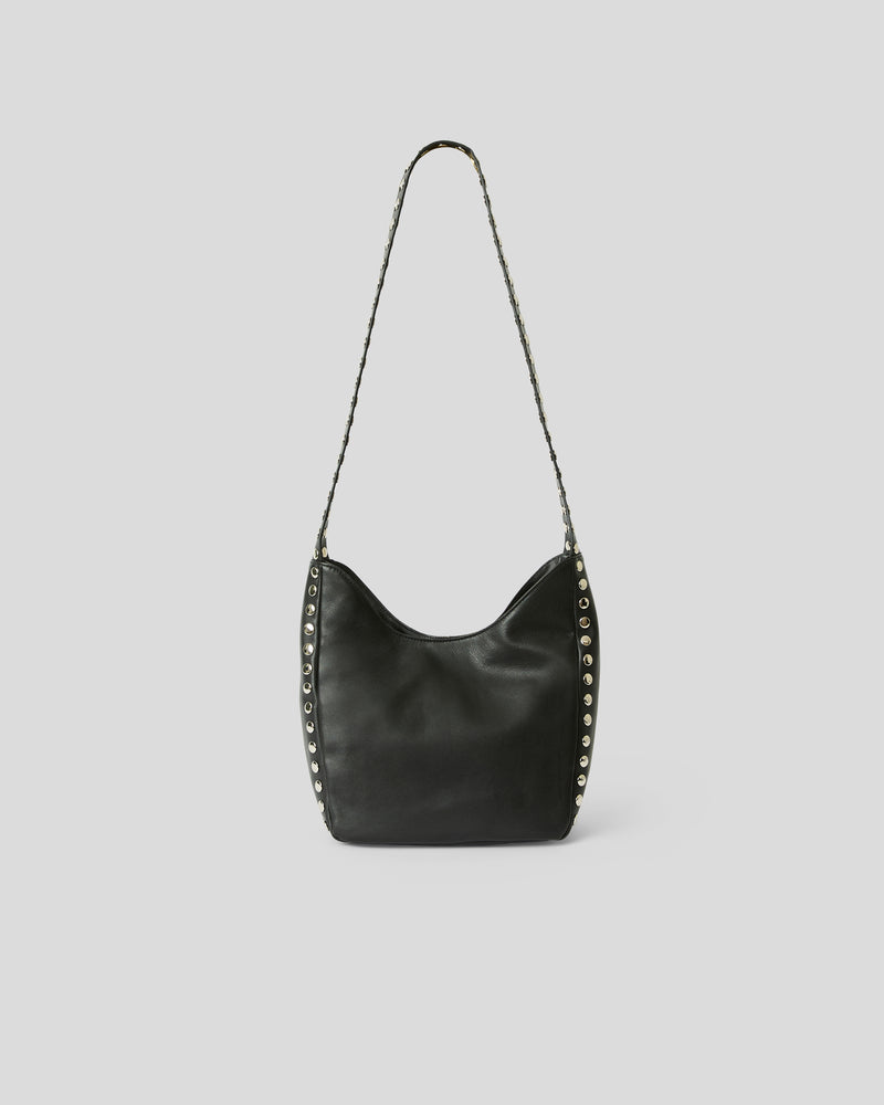 ERIS BINDLE MOTO LEATHER BAG Black Silver - HANDBAGS