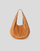 INEZ STUDDED SUEDE HOBO Sienna Gold - HANDBAGS