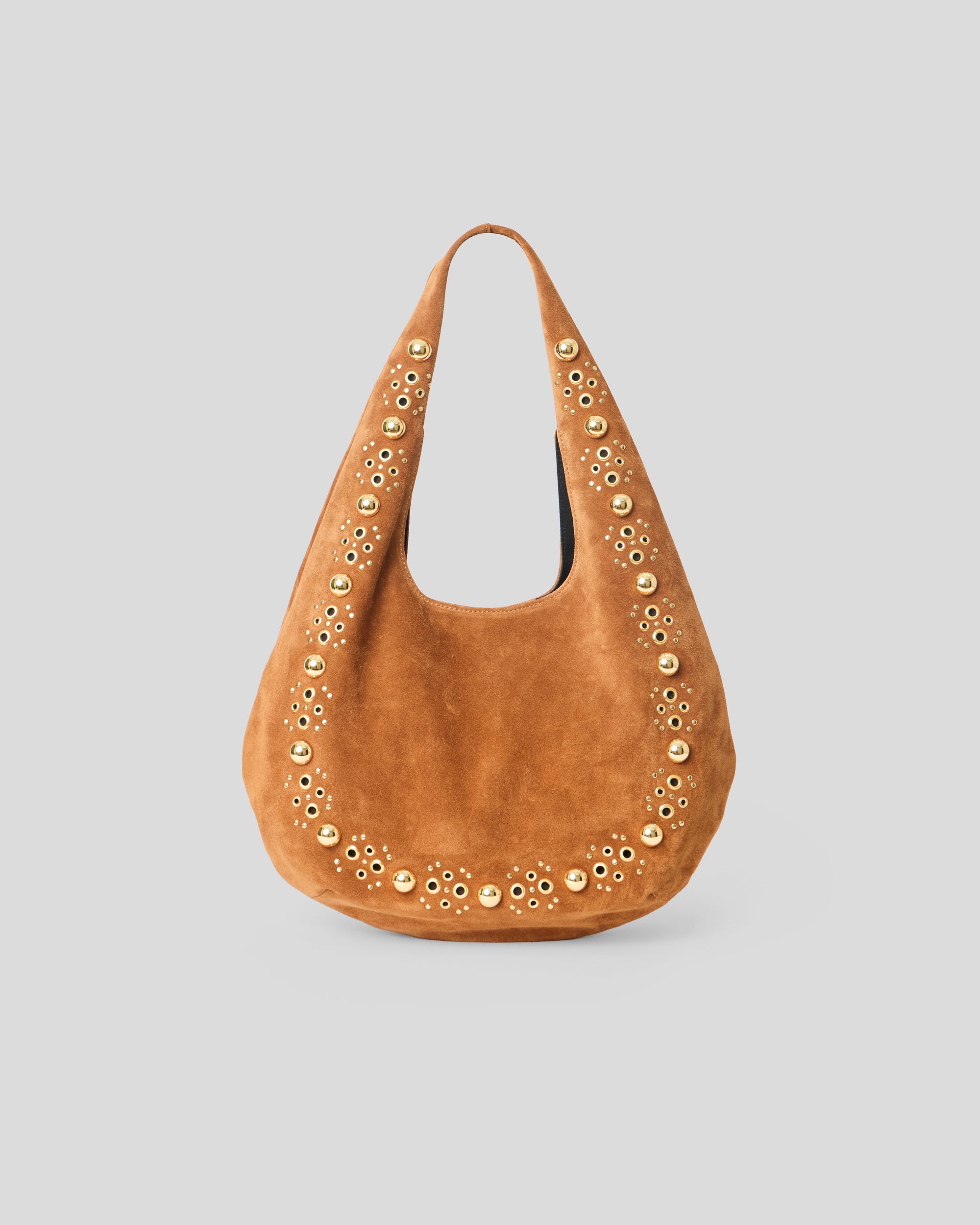 INEZ STUDDED SUEDE HOBO Sienna Gold - HANDBAGS