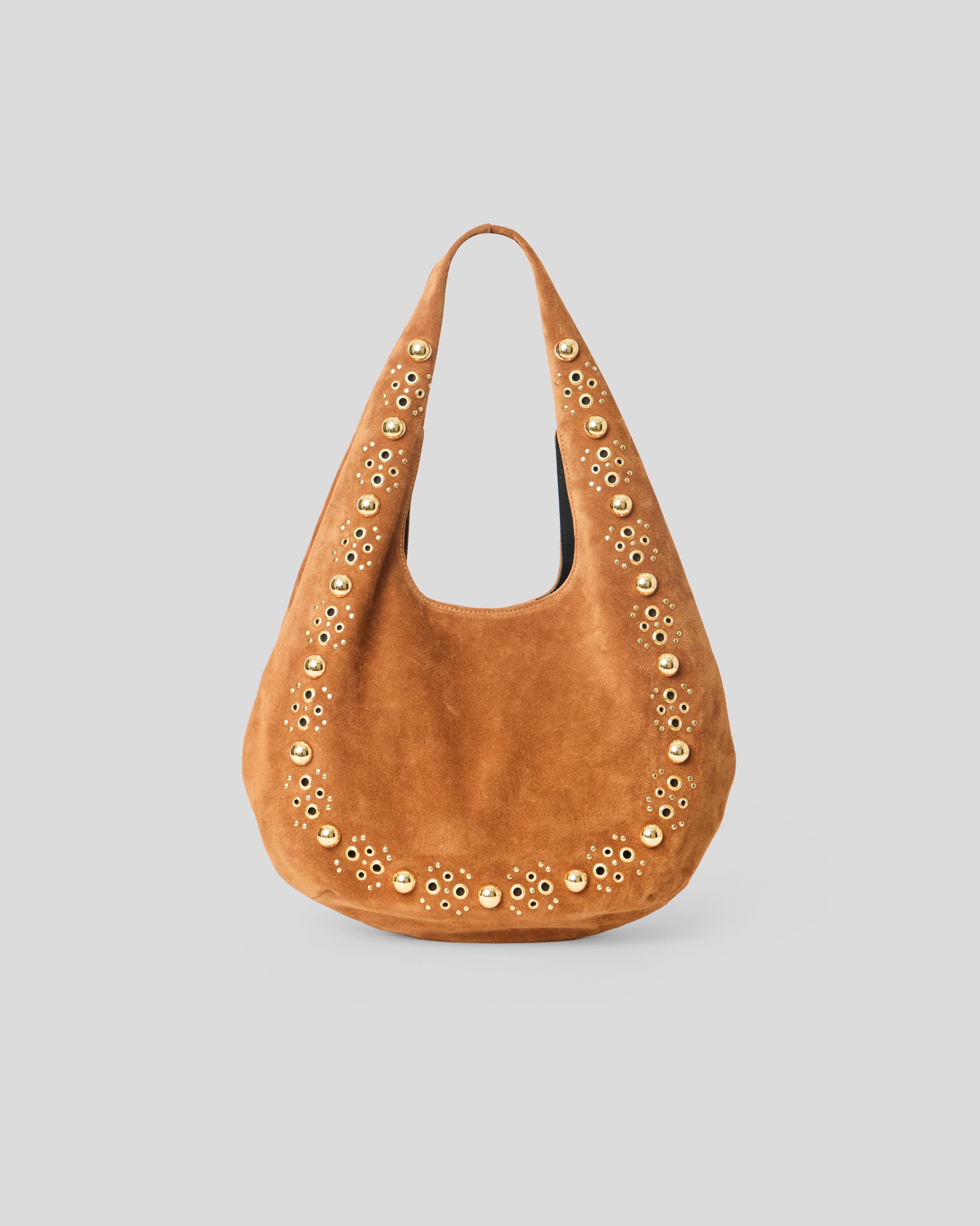 INEZ STUDDED SUEDE HOBO Sienna Gold - HANDBAGS