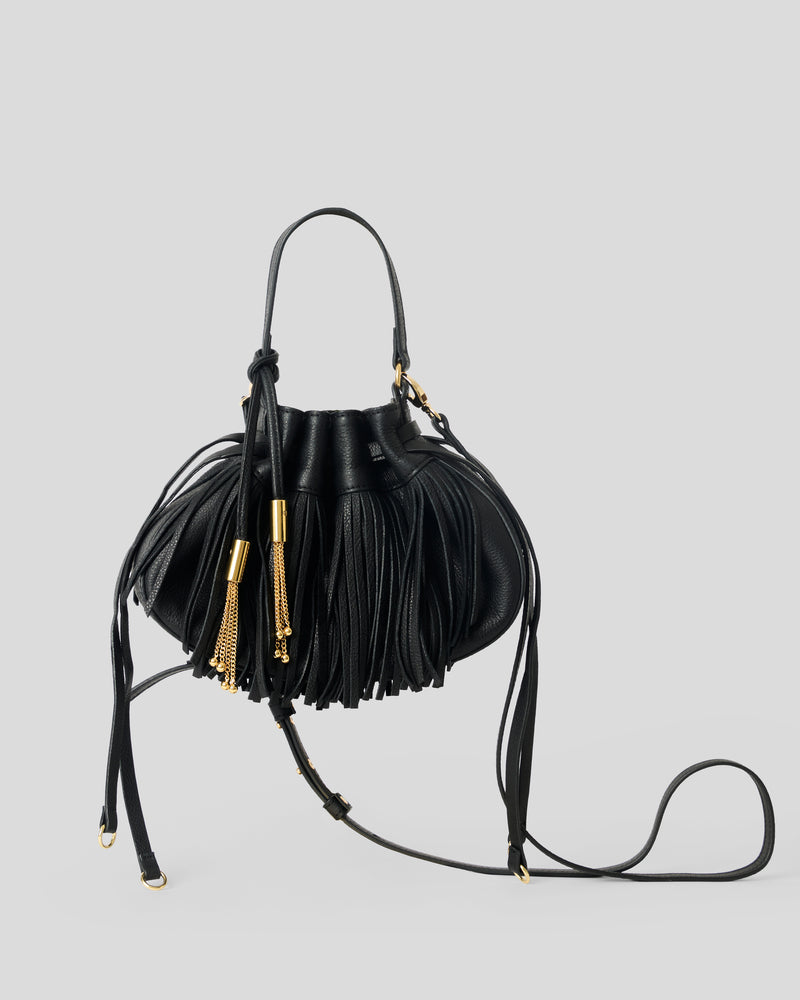 MELROSE LEATHER CROSSBODY BAG Black Gold - HANDBAGS