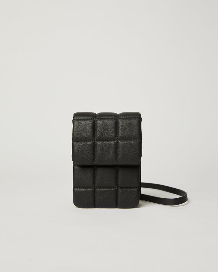 Natalie Black leather stitched crossbody belt bag