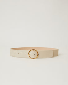 Molly Bone Off White Leather Gold buckle hip belt