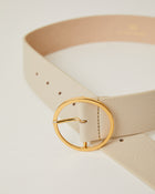 Molly Bone Off White Leather Gold buckle hip belt