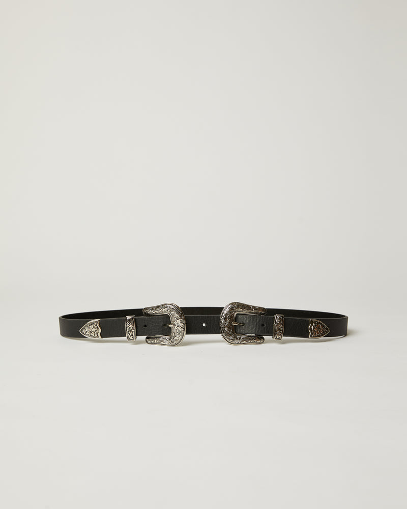 BABY BRI BRI LEATHER BELT Black Silver - BELT