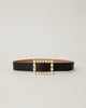 Joan Black leather waist belt with White Pearl buckle