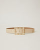 Joan Off White leather waist belt with White Pearl buckle