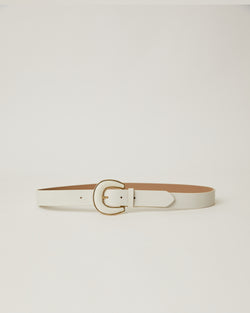 Palmer White Italian leather Gold lined buckle waist belt