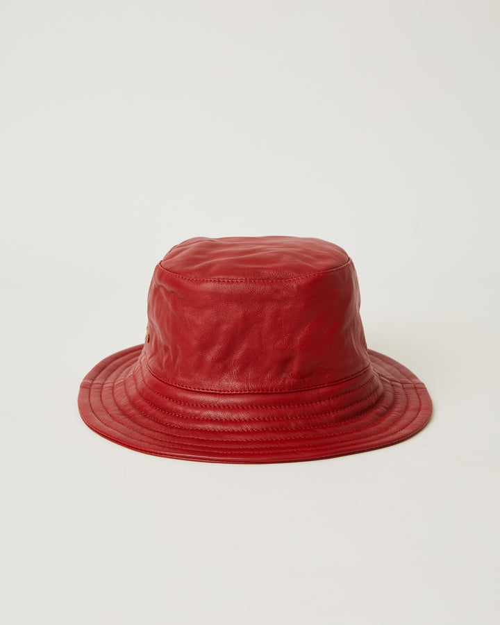 Cali Red leather bucket hat