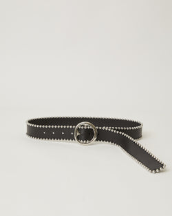 Mitch Mini Black leather Silver studded waist belt