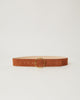 Molly Suede Cognac Gold round buckle belt