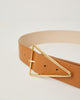 Vivie Cuoio Tan Leather Gold triangle buckle hip belt