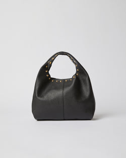 Sidney Black leather handbag with Gold studding