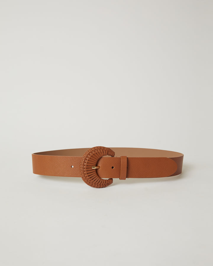 Eliana Cuoio Cognac leather woven buckle waist belt