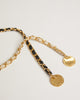Madelyn Chain Belt gold chain with leather and gold pearl charms